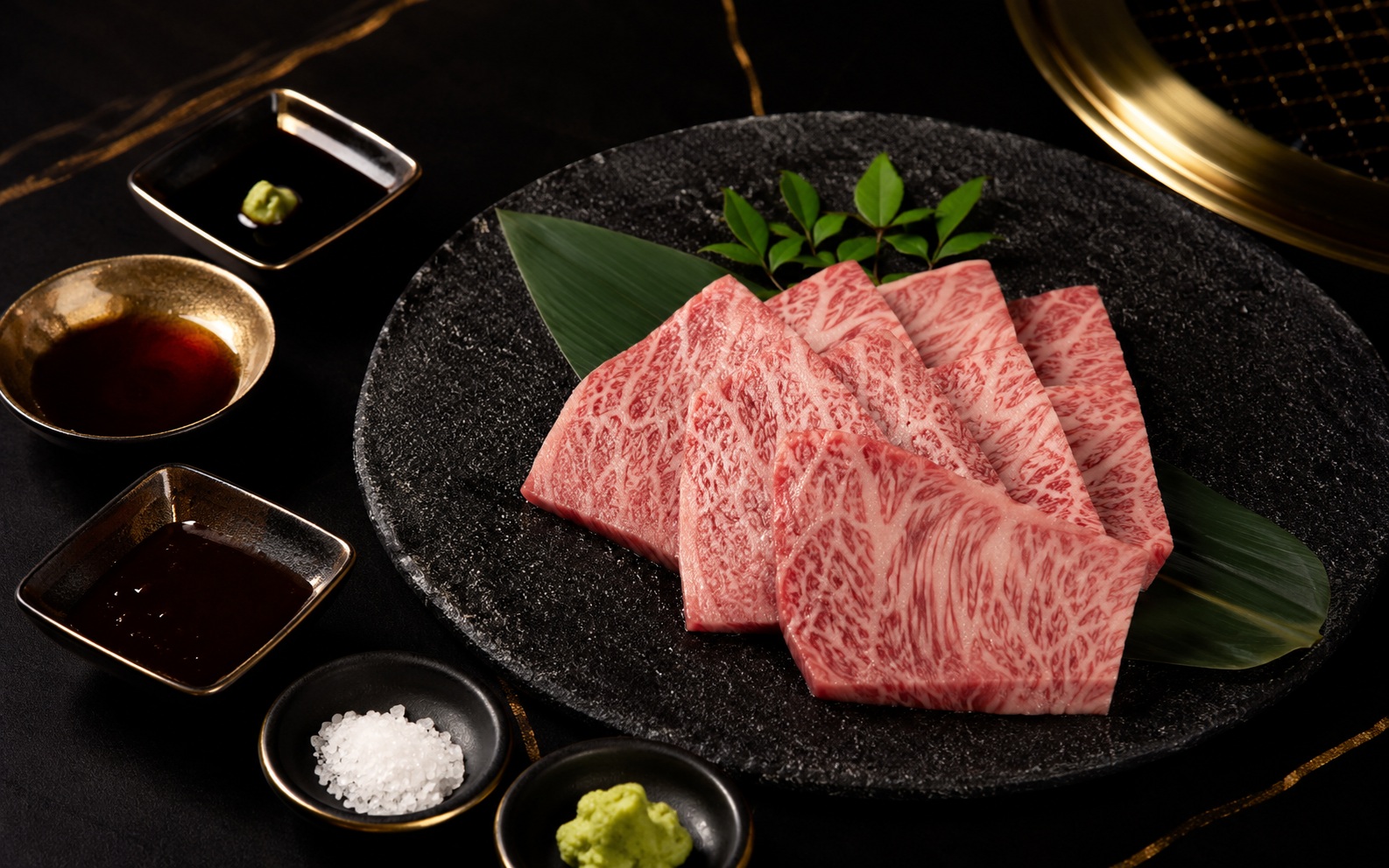 Wagyu serving suggestions with elegant condiments
